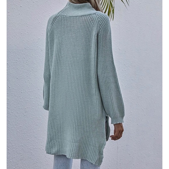 SOLD OUT Mint Mock Neck Split Seam Tunic Sweater - Picture 3 of 9